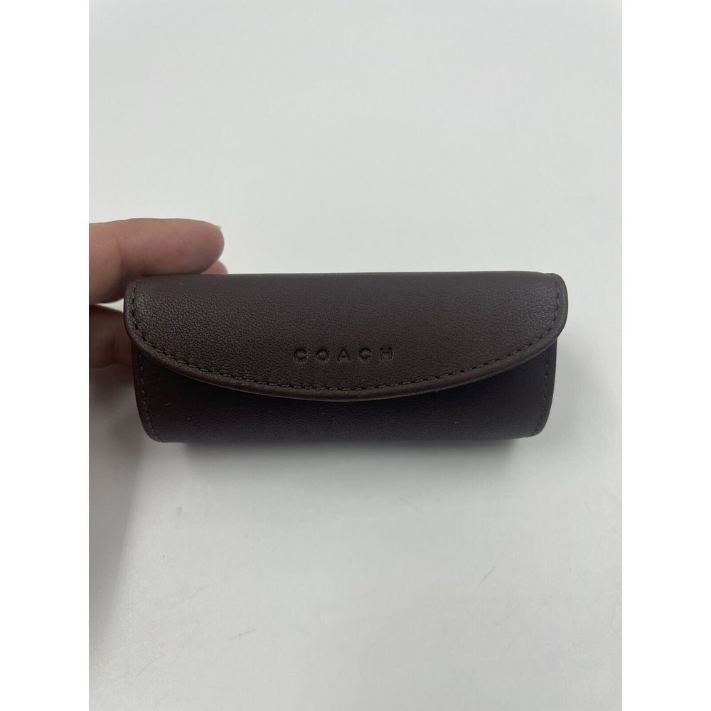 COACH Classy Designer Lipstick Case Holder w/ Mirror Chocolate Brown Leather